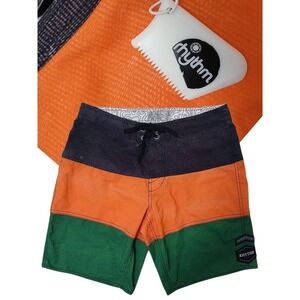 Rhythm The Sound of Change Board Shorts 32 Swim Colorblock Surf w Wax Comb VNTG